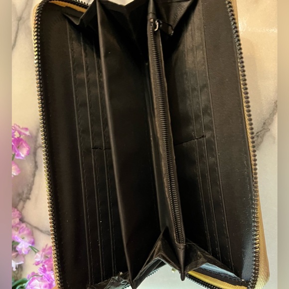 Kenzie Beige Zip-Around Floral Embroidered Wristlet Wallet, colorful flowers - Picture 7 of 9